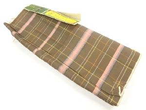 アンティーク　格子模様織り出しコート地羽尺反物